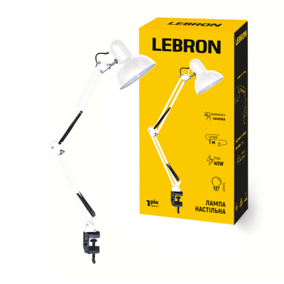 Настольная лампа ТЕЛЕСКОПИЧЕСКАЯ LEBRON L-TL-TEL-LONG, E27, 40W, СТРУБЦИНА, БЕЛАЯ 15-11-78