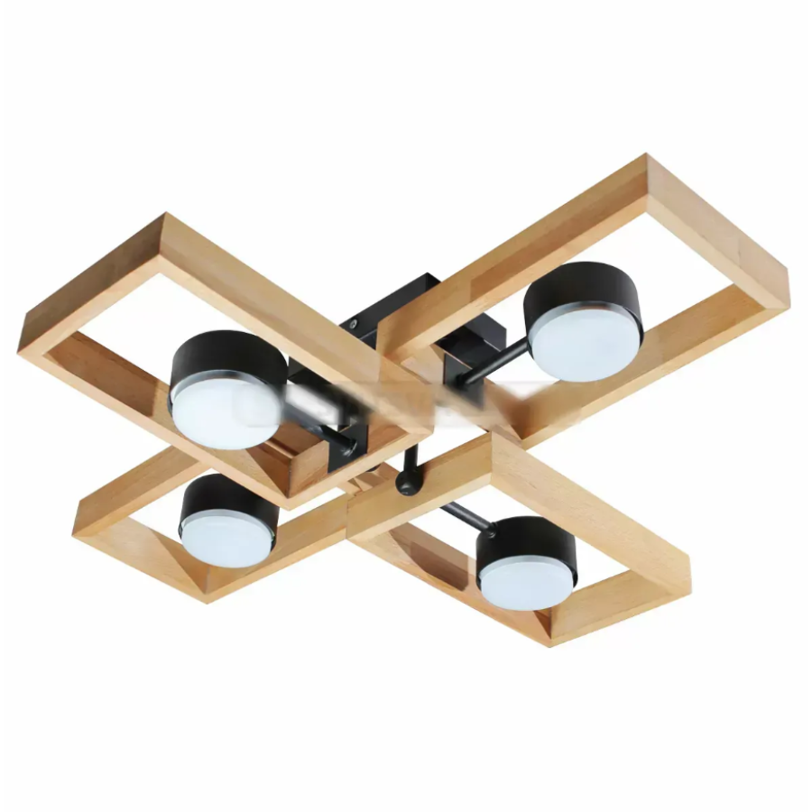 Потолочная люстра KARPATY 4xGX53, max.12W, металл/дерево,черный LIGHT SET - фото 2