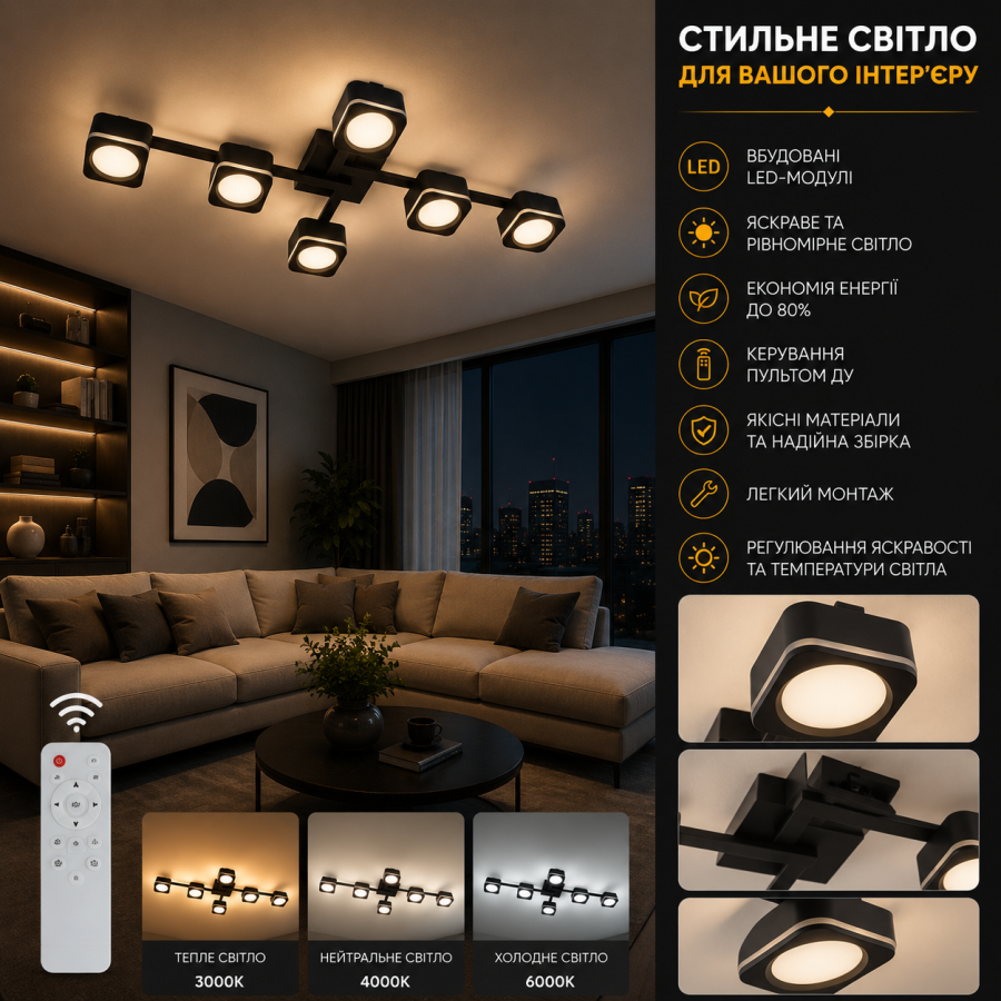 Потолочный светильник Ardero ML495-6 под лампу черный - фото 1