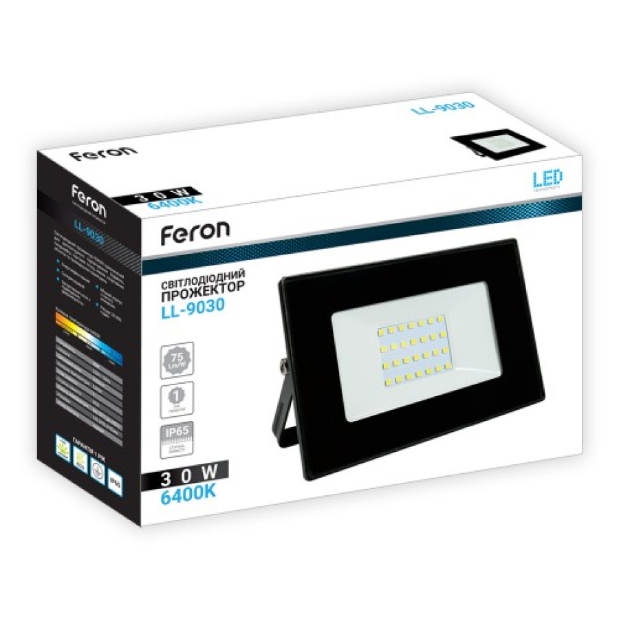 Прожектор светодиодный LL-9030 30W 6400K 230V Черный IP 65 - фото 3