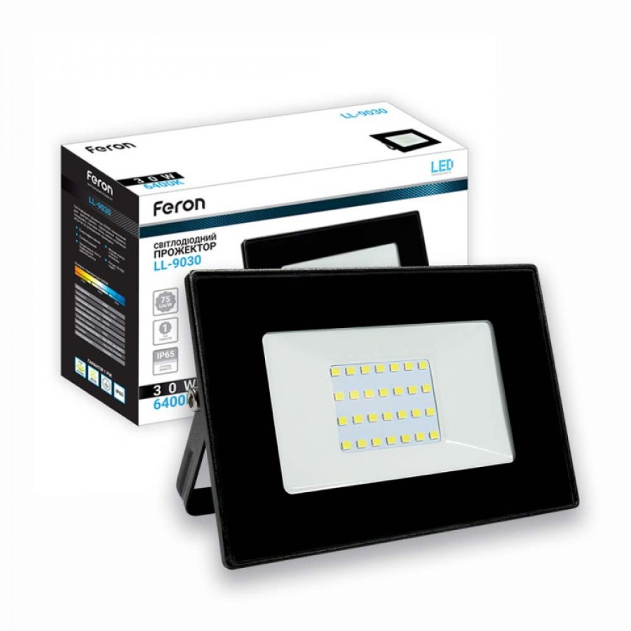 Прожектор светодиодный LL-9030 30W 6400K 230V Черный IP 65 - фото 2