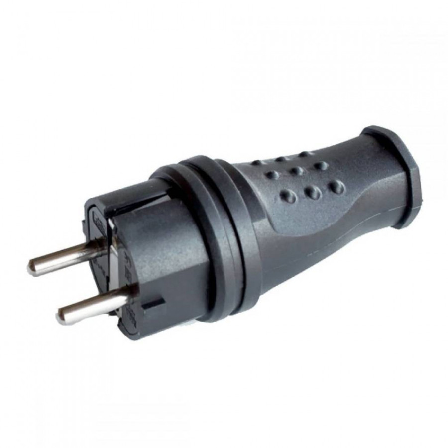Вилка прямая RH Waterproof з/з черная IP44 HN-021062N - фото 1