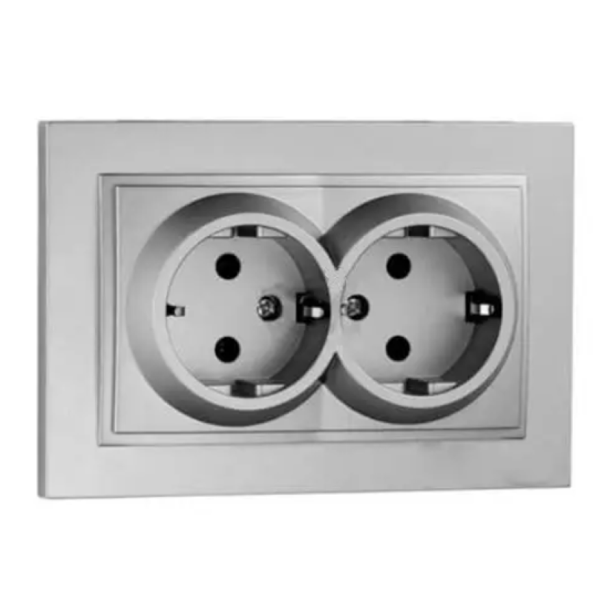 Розетка 2-я с заземлением, Mono Electric, DESPINA (серебро) - фото 1