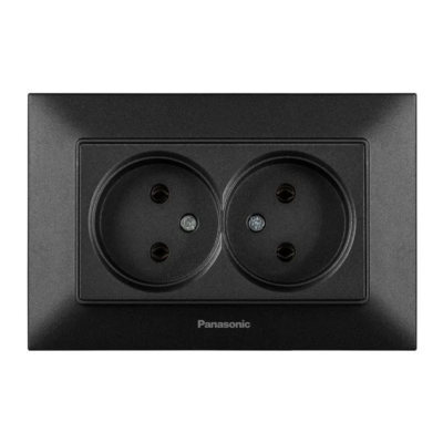Розетка 2-я черная Panasonic Arkedia Slim WNTC02042BL-UA