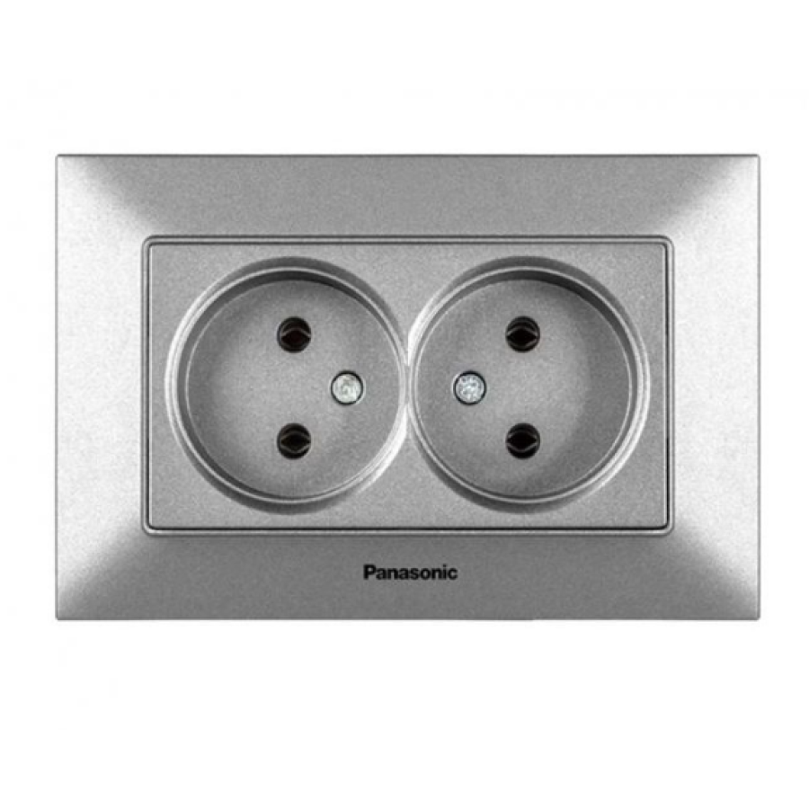 Розетка 2-я серебряная Panasonic Arkedia Slim (WNTC02042SL-UA) - фото 1