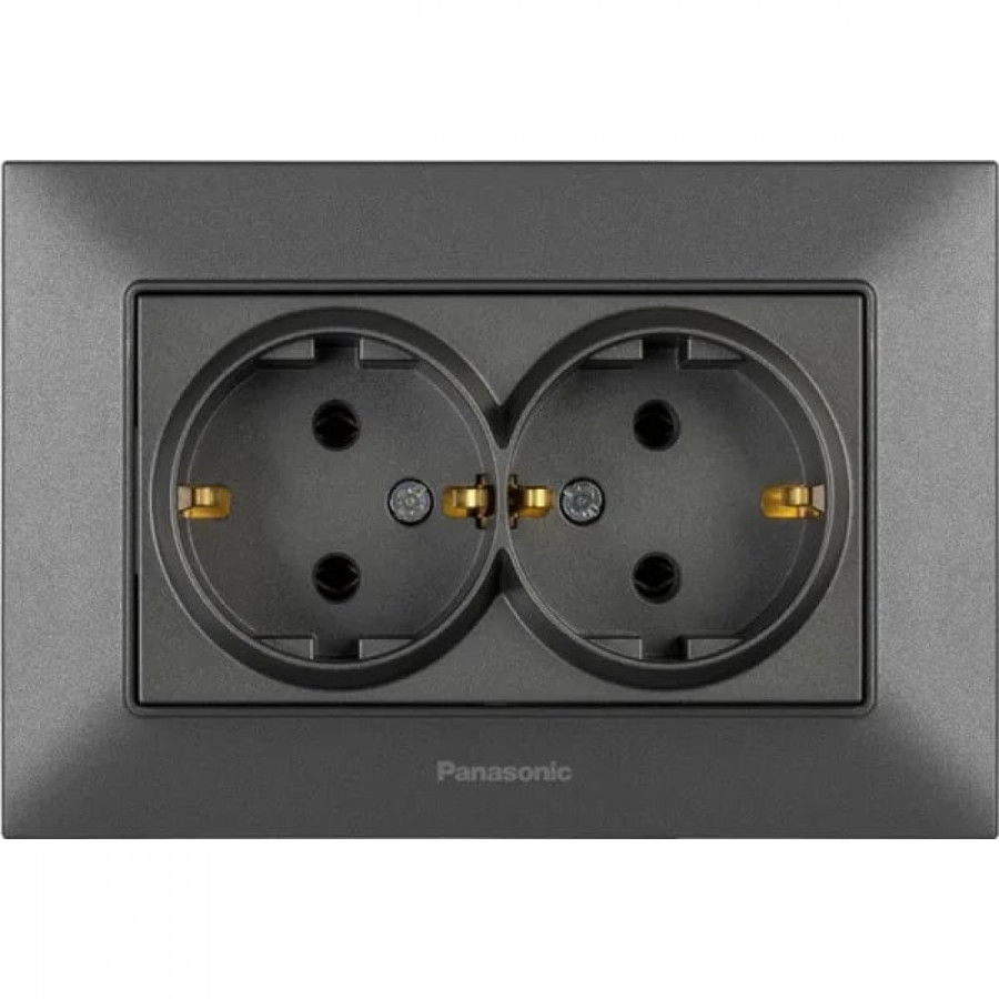 Розетка 2-я с/с дымчатая Panasonic Arkedia Slim (WNTC02052DG-UA) - фото 1