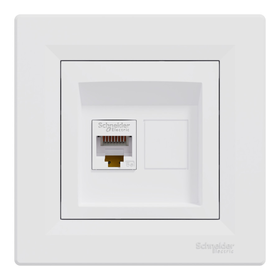 Розетка SCHNEIDER ASFORA EPH4300121 комп. RJ45, кат, 5е белая - фото 1
