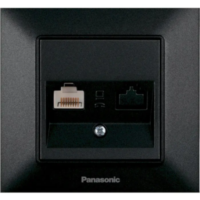 Розетка компьютерная RJ45 CAT5e, черная Panasonic Arkedia Slim WNTC04042BL-UA