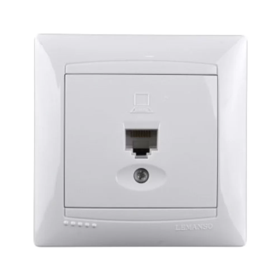 Розетка компьютерная 1-я LEMANSO Сакура белая LMR1028 - фото 1