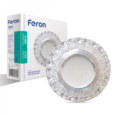 Спот Feron 7031 MR16 прозрачный с подсветкой LED