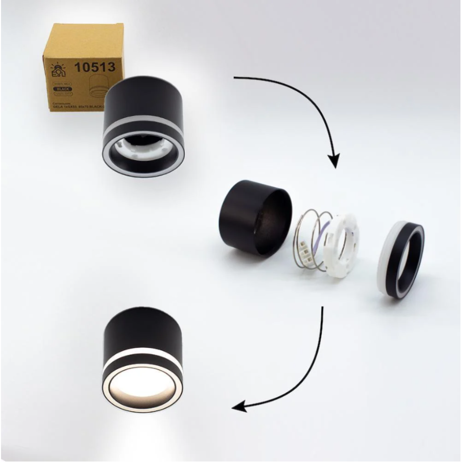 Светильник 10513 GELA 1xGX53-85x70-BLACK-220-IP20 - фото 7