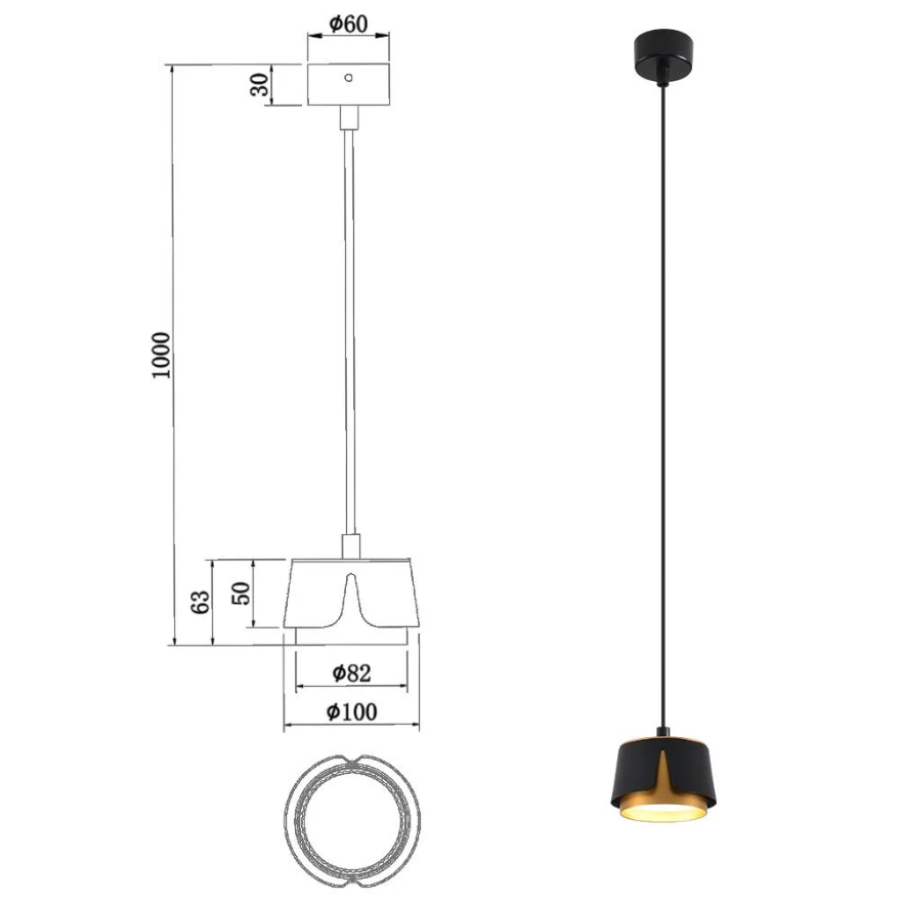 Светильник 10525 TELA 1xGX53-R-100x1000-BLACK/GOLD-220-IP20 - фото 3