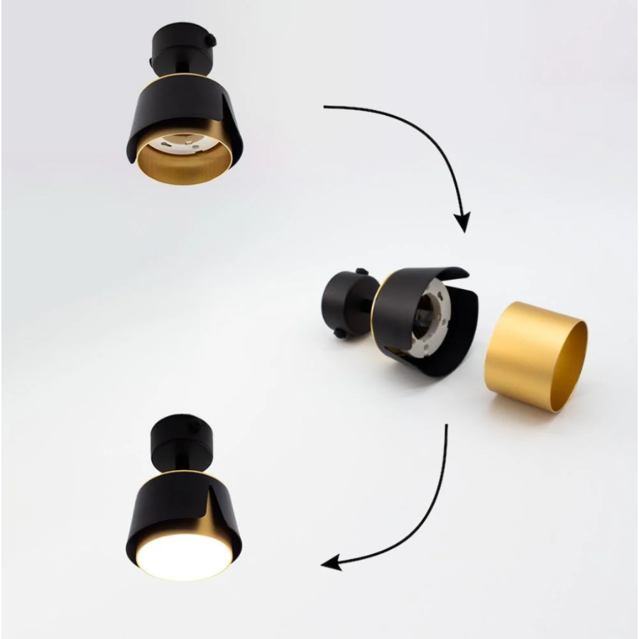 Светильник 10528 TELA 1xGX53-R-DL-100x135-BLACK/GOLD-220-IP20 - фото 5