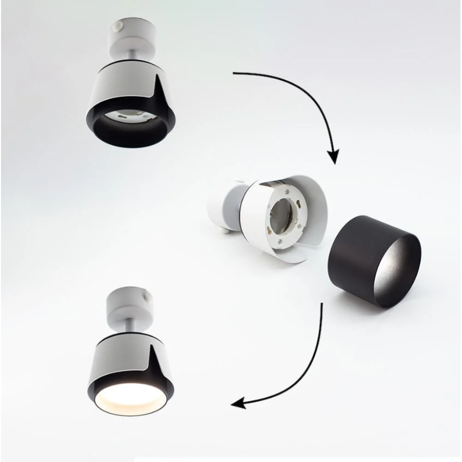 Светильник 10530 TELA 1xGX53-R-DL-100x135-WHITE/BLACK-220-IP20 - фото 4