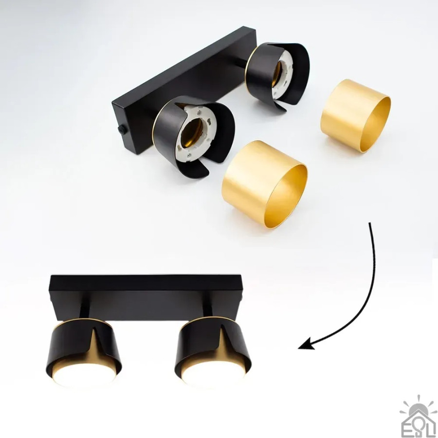 Светильник 10531 TELA 2xGX53-2R-DL-270x100x130-BLACK/GOLD-220-IP20 - фото 4