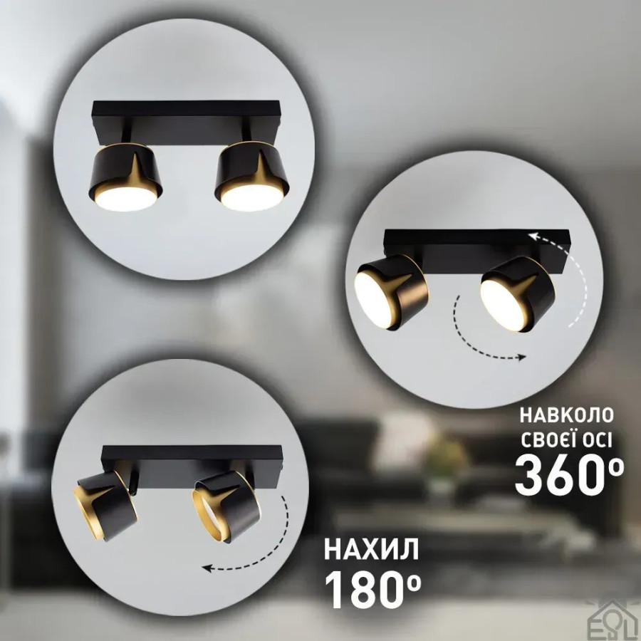 Светильник 10531 TELA 2xGX53-2R-DL-270x100x130-BLACK/GOLD-220-IP20 - фото 6