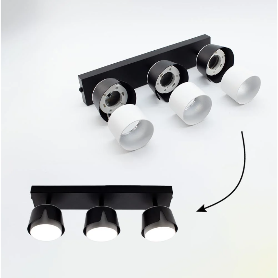 Светильник 10535 TELA 3xGX53-3R-DL-400x100x135-BLACK/WHITE-220-IP20 - фото 4