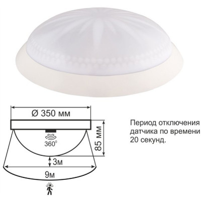 Светильник ERKA 1149D-B настенный со встроенным датчиком движения, 2*26W белый E27 IP20