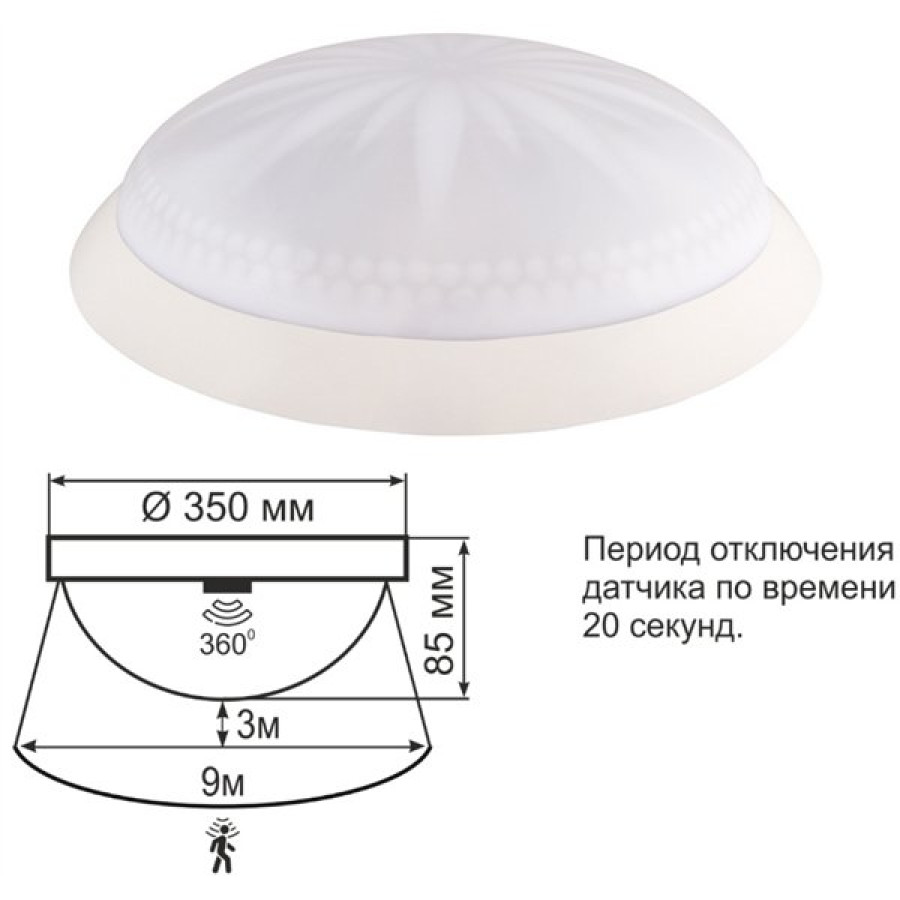 Светильник ERKA 1149D-B настенный со встроенным датчиком движения, 2*26W белый E27 IP20 - фото 2