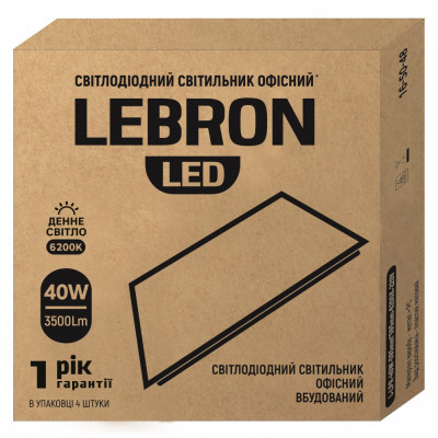 Светильник LED Lebron L-LPR, 40W, встроенный, 6200К, 3500Lm