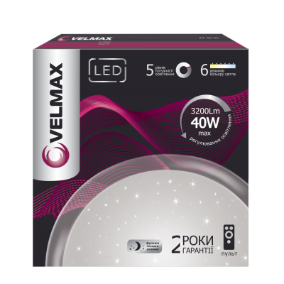 Светильник LED VELMAX V-CL-Galaxy, 40W, smart, 405*73мм, 3000K-6500K, 3200Lm, угол 140°