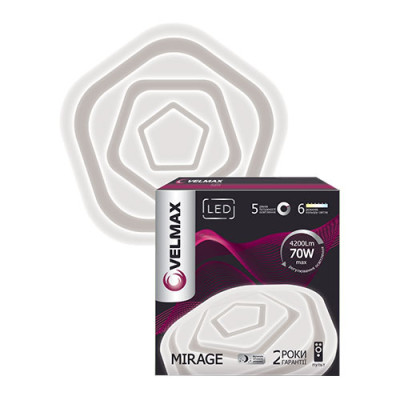 Светильник LED VELMAX V-CL-MIRAGE, 70W, smart. 3000K-6500K 4200Lm пульт ДК
