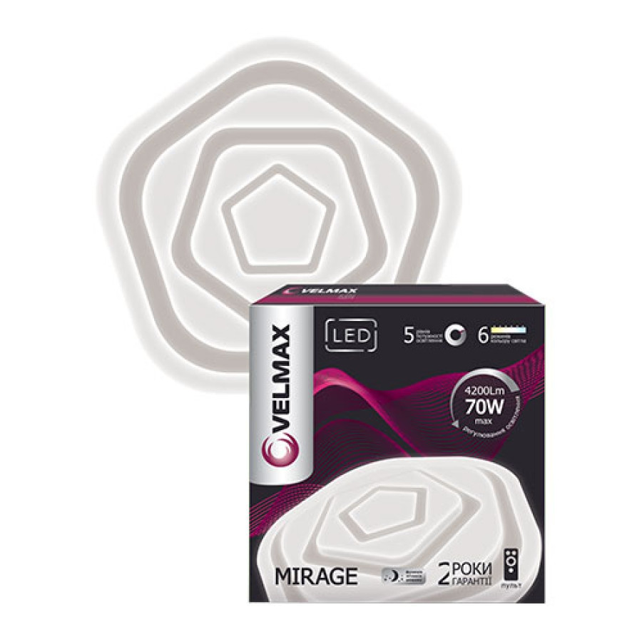 Светильник LED VELMAX V-CL-MIRAGE, 70W, smart. 3000K-6500K 4200Lm пульт ДК - фото 2