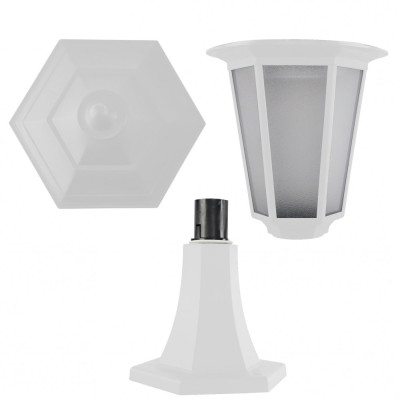 Светильник парковый Flora, 40W, E27, IP44, ударост. PC/PP, белый, (016 038 020116)
