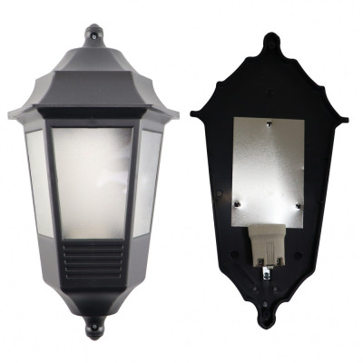 Светильник парковый Flora, настенный, 40W, E27, IP44, ударост. PC/PP, черный (016 038 412111).