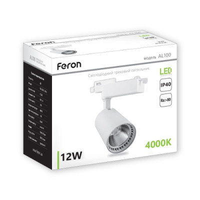 Свiтильник свiтлодiодний Feron AL100 СOB 12W 960lm 4000K ip40 білий