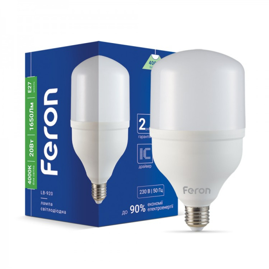 Светодиодная лампа Feron LB-920 A80 230V 20W 4000K E27 - фото 1