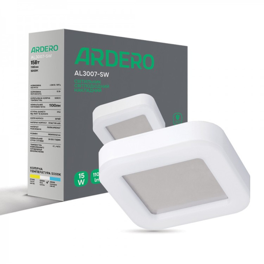 Светодиодный светильник Ardero AL3007-SW 15W 5000К IP65 белый - фото 2