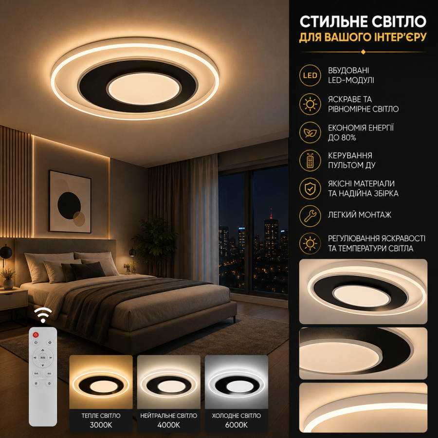 Светодиодный светильник Ardero AL6101ARD CLAUDE R 60Вт черный белый - фото 1