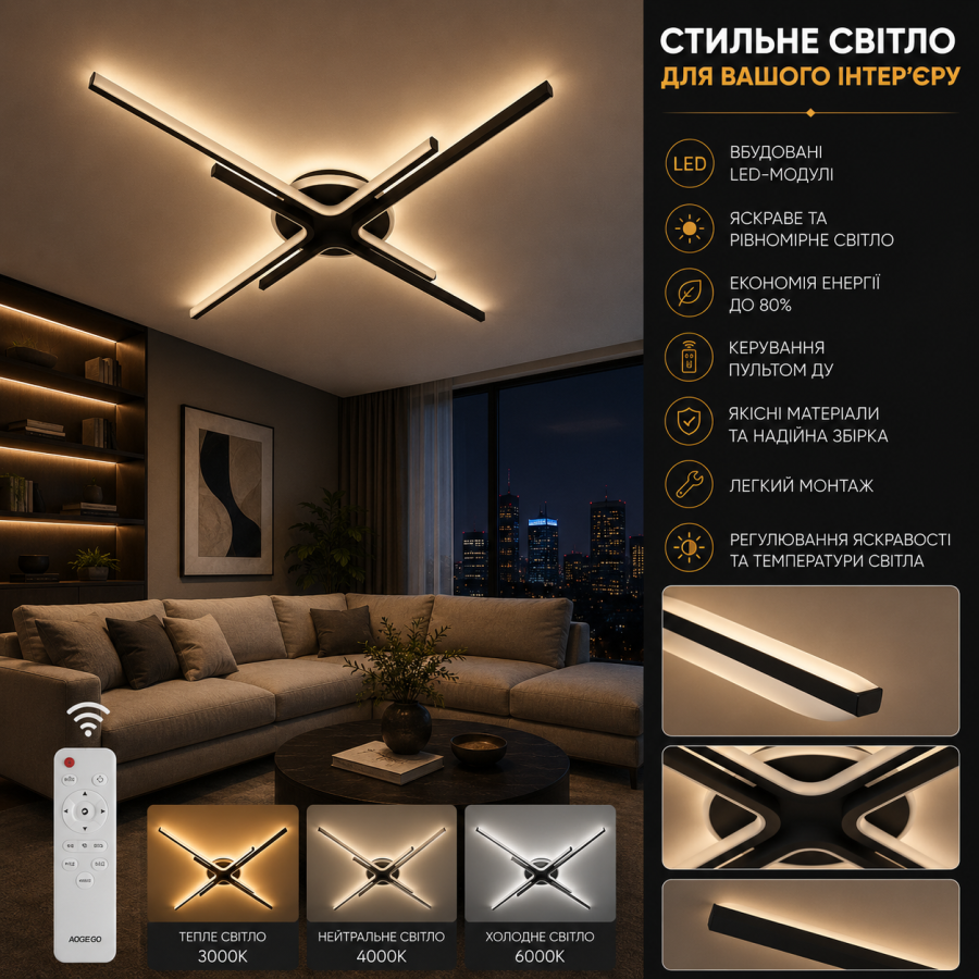 Светодиодный светильник Ardero AL6185-1ARD MILL 64Вт черный - фото 1