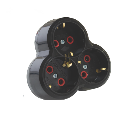 Тройник-разветвитель б/у, 16А, черный