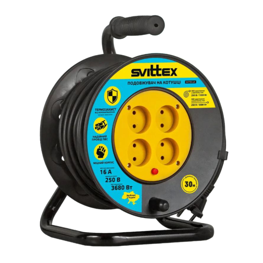 Подовжувач на котушці Svittex SV-005 2*1,5мм 30м - фото 1