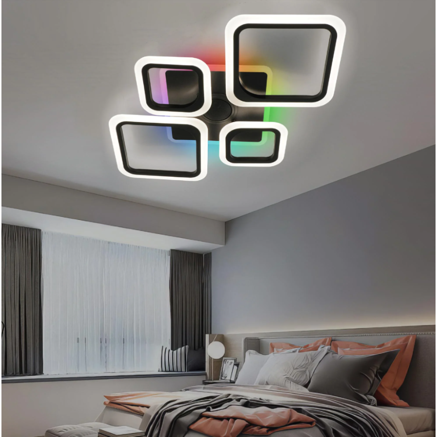 Управляемая МУЗЫКАЛЬНАЯ светодиодная люстра 10590 OVAL RGB MUSIC 80W 5S-SMART-725x460x80-BLACK-220-IP20 - фото 5