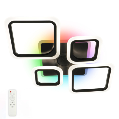 Управляемая МУЗЫКАЛЬНАЯ светодиодная люстра 10590 OVAL RGB MUSIC 80W 5S-SMART-725x460x80-BLACK-220-IP20