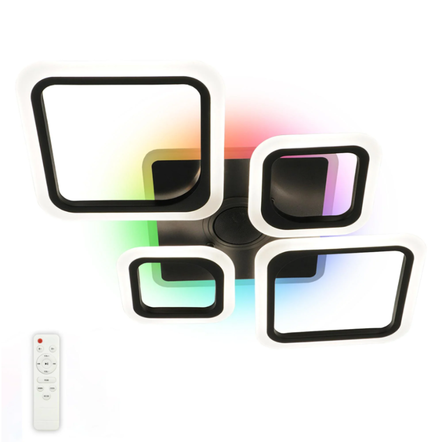 Управляемая МУЗЫКАЛЬНАЯ светодиодная люстра 10590 OVAL RGB MUSIC 80W 5S-SMART-725x460x80-BLACK-220-IP20 - фото 1