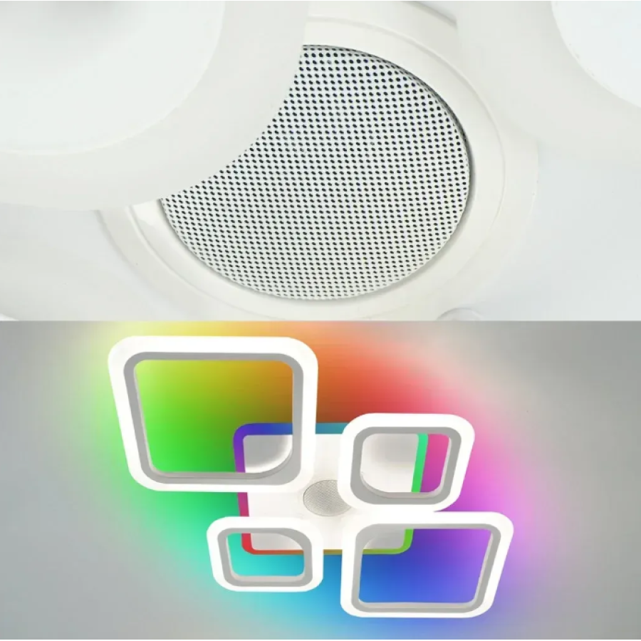 Управляемая музыкальная светодиодная люстра 10591 OVAL RGB MUSIC 80W 5S-SMART-725-460*80-WHITE-220-IP20 - фото 3