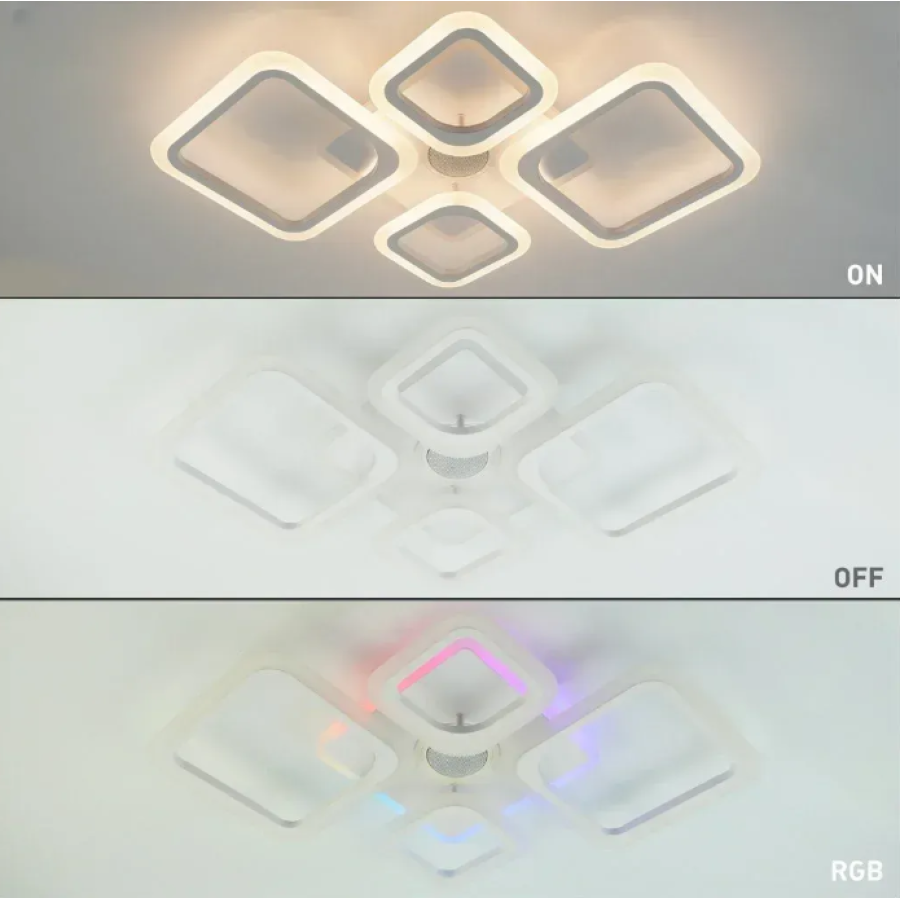 Управляемая музыкальная светодиодная люстра 10591 OVAL RGB MUSIC 80W 5S-SMART-725-460*80-WHITE-220-IP20 - фото 5