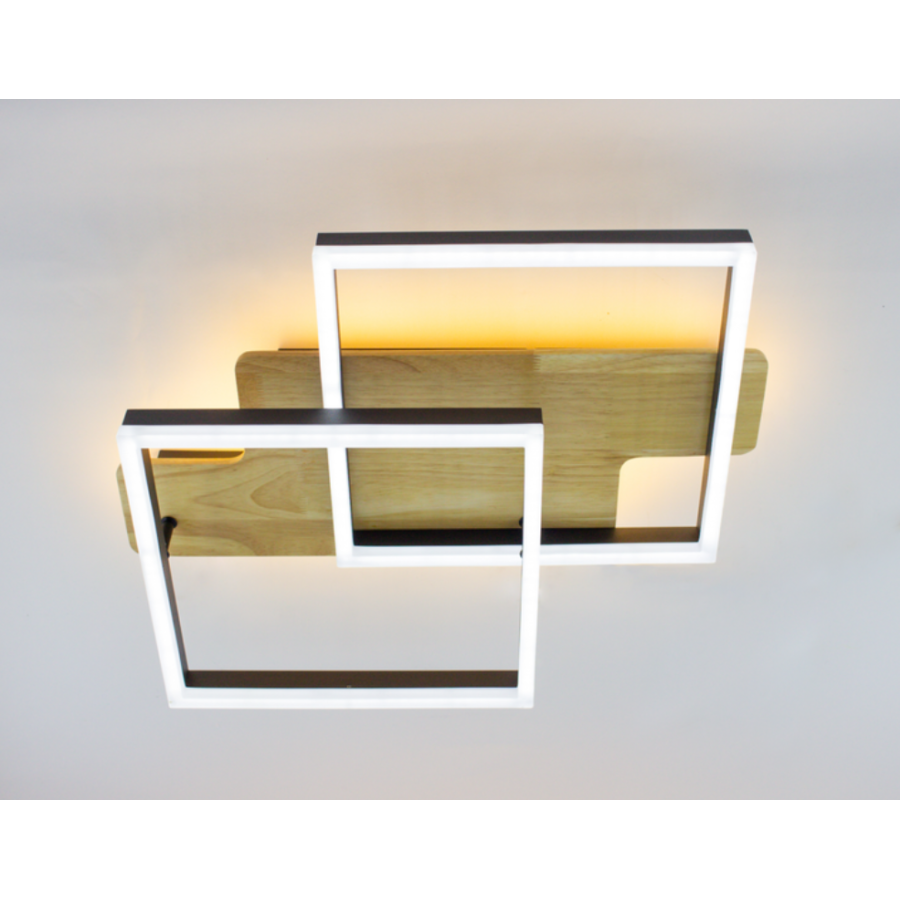 Управляемая светодиодная люстра 10218 WOODY 85W-2S-APP-500*430*135-BLACK/WOOD-220-IP20 - фото 3
