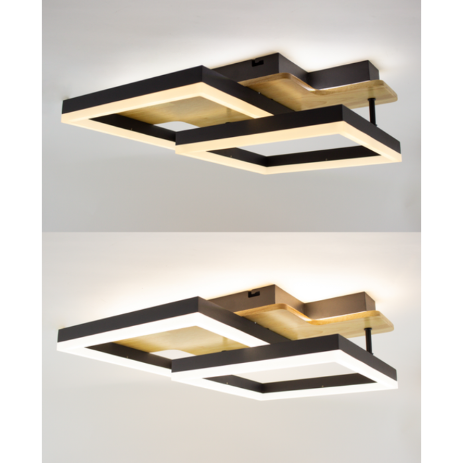 Управляемая светодиодная люстра 10218 WOODY 85W-2S-APP-500*430*135-BLACK/WOOD-220-IP20 - фото 5