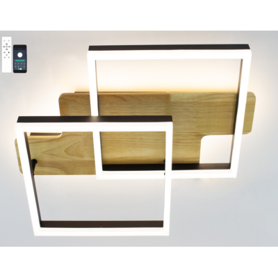 Управляемая светодиодная люстра 10218 WOODY 85W-2S-APP-500*430*135-BLACK/WOOD-220-IP20