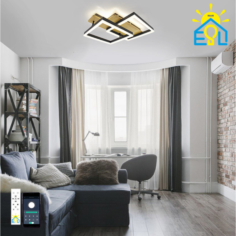 Управляемая светодиодная люстра 10218 WOODY 85W-2S-APP-500*430*135-BLACK/WOOD-220-IP20 - фото 10