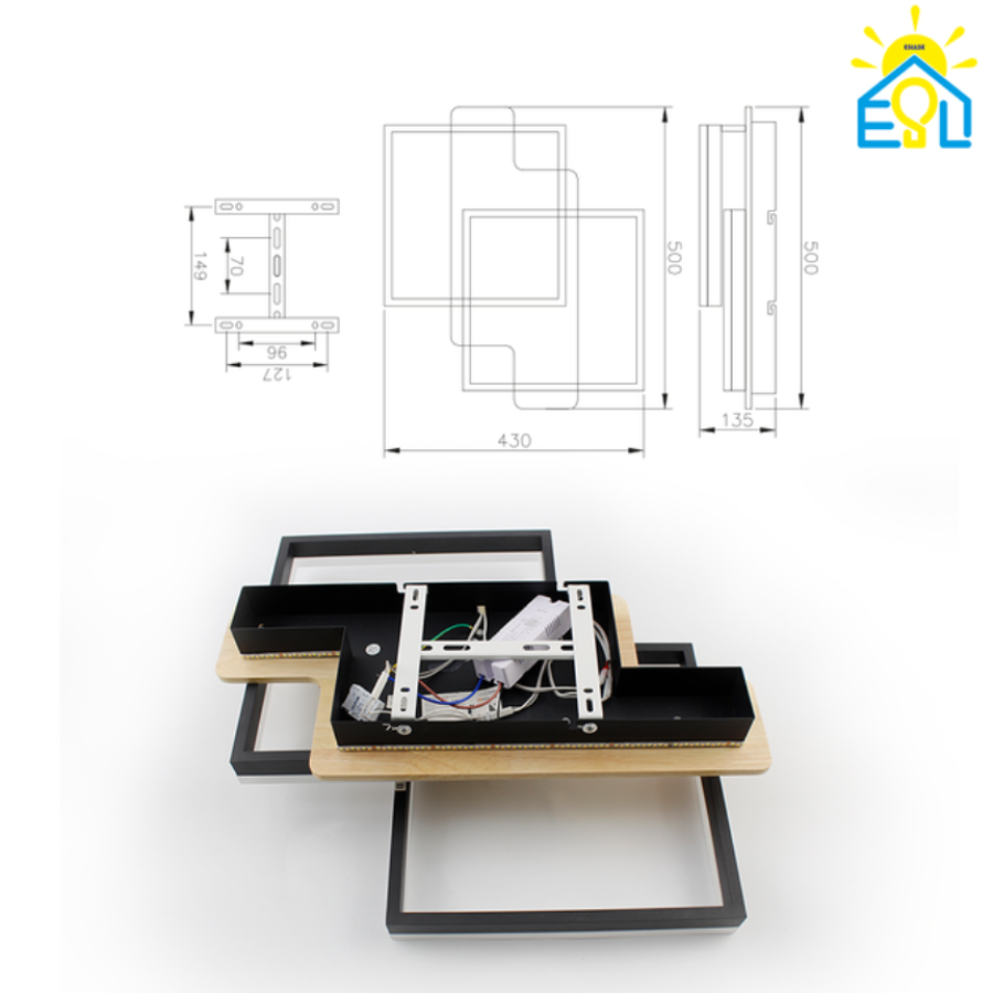 Управляемая светодиодная люстра 10218 WOODY 85W-2S-APP-500*430*135-BLACK/WOOD-220-IP20 - фото 9