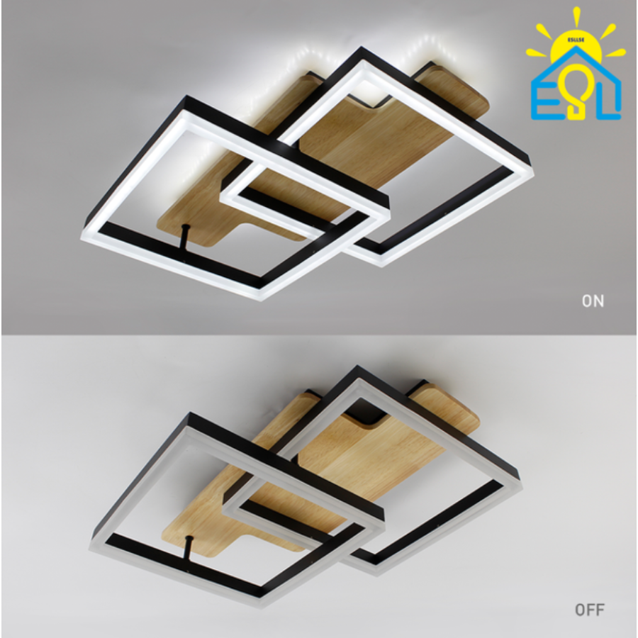 Управляемая светодиодная люстра 10218 WOODY 85W-2S-APP-500*430*135-BLACK/WOOD-220-IP20 - фото 6