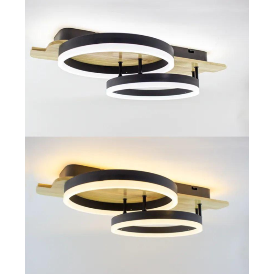 Управляемая светодиодная люстра 10220 WOODY 80W-2R-APP-600*420*135-BLACK/WOOD-220-IP20 - фото 4