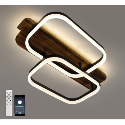 Управляемая светодиодная люстра 10221 WOODY 95W-2SQ-APP-650*420*135-BLACK/WOOD-220-IP20