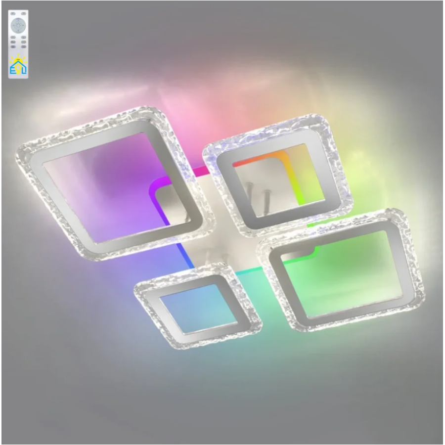 Управляемая светодиодная люстра 10303 OVAL ICE RGB 75W 5S-APP-725-500-93-WHITE/CLEAR-220-IP20 - фото 1